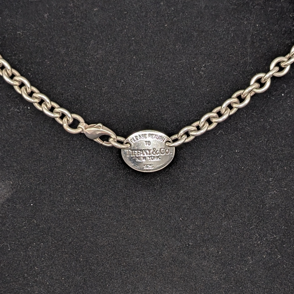 TIFFANY & CO. Return To Tiffany Oval 925 Silver Chain Necklace Vintage
